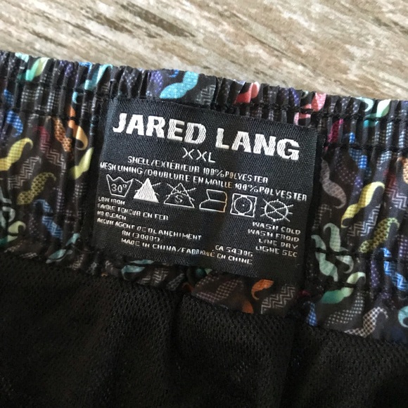 Jared Lang Mustache Print Swim Trunks - Picture 3 of 3